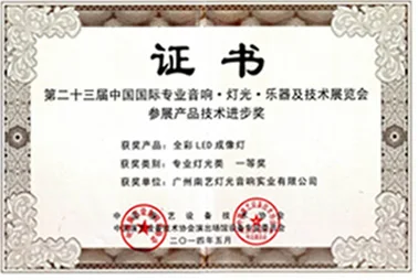 参展产品技术进步奖